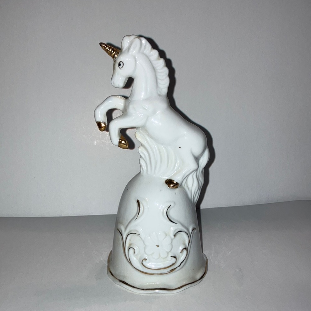 Vintage White and Gold Ceramic Unicorn Figurine